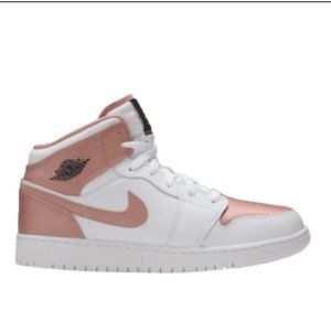 AIR JORDAN 1 MID GS 'WHITE ROSE GOLD' – SIZE US 4.5 Y